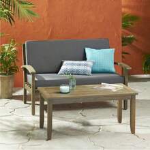 PEYTON LOVE SOFA + COFFEE TABLE - GRIS OSCURO + Madera De Acacia1 - View 1