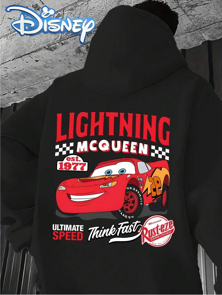 Men's Disney Cars Lightning McQueen Retro"Think Fast"Casual Sweatshirt.It's The Perfect Choice For A Versatile,Casual Holiday Gift.Fathers Day Gifts. - Black - View 1