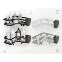 3pcs/Set Bathroom Storage Rack, Includes Corner Shower Caddy, Wall-Mounted Soap Holder, Shampoo Rack And Soap Holder, For Bathroom Decor Home, Bathroom Storage Rack, Shampoo Rack, Bathroom, Bathroom Accessories, Bathroom Decor - Multicolor - View 7