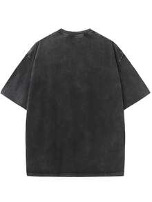 Camiseta de algodón puro 2026 con estampado "my god", moda de verano para mujer, camiseta de algodón lavado vintage de alta calidad, 230g de grosor, estilo vintage urbano, cuello redondo y m - Negro - Ver 2