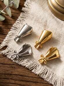 1pc 304 Stainless Steel 18K Gold Plated Double Ring Basket & Butterfly Shaped Connector Pendant, DIY Jewelry Making Accessory - Bouquet - View 5