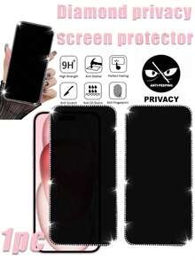 1 miếng kính cường lực chống nhìn trộm kim tuyến cho iPhone 17 Pro Max/17 Pro/17/16 Pro Max, kính cường lực chống nhìn trộm kim tuyến kim cương cho iPhone 16 Pro/15 Pro Max/15/15 Pro/15 Plus/14/13/12/11, kính cường lực chống nhìn trộm kim cương, kim tuyến, dễ thương, quà tặng sinh nhật, phụ kiện điện thoại, tương thích với ốp lưng điện thoại - màu đen - Xem 16