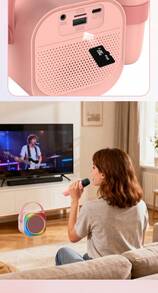 Reletech Sistem Suara Karaoke Nirkabel dengan 2 Mikrofon, Lampu LED RGB, dan Fungsi Perekaman, Mesin Karaoke Portabel untuk Pesta dan Acara Kumpul-kumpul - View 6