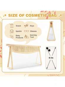 New Cross-Border Women's Handheld Cosmetic Organizer Bag Transparent Toiletry Storage Bag - Beige - View 4