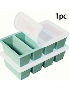 1pc Silicone Freezer Tray With Lid - Durable Kitchen Storage Container For Soup, Broth And Sauce - Stackable Light Blue Food Prep Box - Essential Kitchen Accessory - Multicolor - View 3