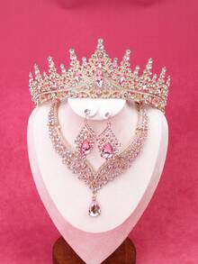 4pcs Women's Wedding & Event Bridal Headpiece Fashion Jewelry Set, Vintage Style Crown Headpiece, Prom Accessories, Prom Jewelry, Goddess Crown, Princess Crown - Multicolor - View 4