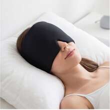 Banda de gel de hielo para migraña para relajación fría y caliente, gorro para alivio de dolor de cabeza, gorro para migraña, máscara para ojos y edema de ojos para aliviar la tensión y relajación de los senos nasales (Negro) - Negro - Ver 2