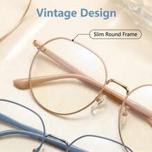 1pc Women's Student Style Lightweight Round Frame Glasses, Suitable For Computer, Reading, Gaming, TV, Phone, Ideal Choice For Women's Eyewear Accessories - 1 Piece Of Blue Silver - View 10