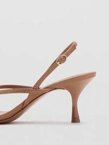 Sandalias de tacón alto de aguja con punta redonda y espalda abierta de material de malla para mujer, Primavera/Verano 2026 - Albaricoque - Ver 5
