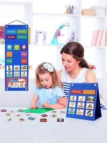 Wall-Mounted Time Management Felt Board, Visual Schedule Planner, Daily Planner, Hook And Loop Strips, Dual-Use Felt Board (Wall-Mounted Or Freestanding), Classroom Supplies, -Perfect For Back To School And Christmas Gifts - Multicolor - View 7