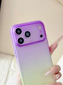 1pc Minimalist Icy Transparent Matte Phone Case, Compatible With IPhone 17 Air 16 14 13 12 15 11 Pro Max Plus, Transparent Camera Protection - Gradient Purple-yellow - View 4