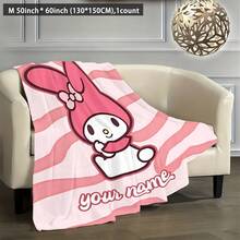 SANRIO 1件 Hello Kitty 主題客製化毛毯，可自訂個人化姓名，以 Hello Kitty 為主角搭配愛心元素，可愛甜美風格，柔軟舒適，可機洗，適用於沙發、床鋪、旅行，送給家人朋友的完美禮物 - 彩色 - 查看 3