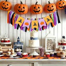 Halloween High Chair Banner Party Decorations Pumpkin Withc Hat Ribbon Tassel Garland Photo Props - Multicolor - View 2