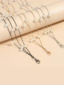 1 pieza Cadena de cintura de metal con perlas de 3 capas multicolor para mujer, accesorio de cadena corporal para camisas y vestidos, cinturón delgado versátil y minimalista de moda, adecuado para uso diario, salidas, ocio, fiestas, reuniones, estilo Cute Core - A - Ver 7