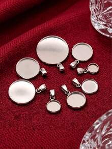 10件/套 不锈钢树脂凸面宝石底座，适用于6mm、8mm、10mm、12mm、14mm、16mm、18mm、20mm、25mm、30mm DIY珠宝吊坠项链 - 銀色 - 查看 1