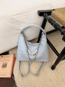 Large Capacity Korean Style Backpack New Crossbody Bag Fashion Versatile Commuter Shoulder Tote Bag - Blue - View 9