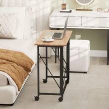 Folding Desk, Small 80cm Folding Desk With Casters, Space-Saving Computer Desk For Home Office, Oak - Natural Color - View 7