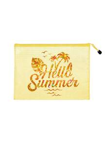 大容量防水收納袋 文具袋 亮片印花「Hello Summer」圖案化妝包 海灘主題 大容量透明化妝袋 輕量 春夏收納 適合游泳、海灘、潛水及夏季度假 學生開學季 輕量防曬收納袋 適合送給朋友、家人、女友及同學 生日、節日、派對、婚禮（伴娘）、教師節禮物與紀念品 開學季適用 - 彩色 - 查看 13