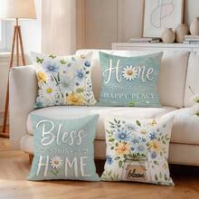 4pcs/1pc Butterfly Floral Pattern Pillow Covers Without Inserts, Single-Sided Printed Pillow Covers, Suitable For Living Room Bedroom Home Decor, All Season Pillow Covers - Multicolor - View 7
