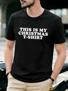 Lustiges Weihnachts-T-Shirt für Herren aus Premium-Baumwolle, l?ssig, bequem, strapazierf?hig, einzigartiger Grafikdruck - Schwarz - Übersicht 1
