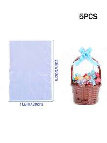 20/10/5入 縮膜籃子包裝袋 特大號禮品籃包裝袋 透明玻璃紙PVC縮膜袋 縮膜塑膠袋 適用於生日、婚禮、新娘派對、母親節、畢業禮物、教師節禮物 - 無色 - 查看 13
