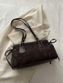 Fashionable Retro Solid Color PU Leather Fabric Large Capacity Versatile Women's Shoulder Bag - Coffee - View 9