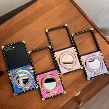 1pc Popular Cute Mirror Foldable Phone Case, Fashionable Phone Cover, Premium Feel, Suitable As Birthday Gift Or Giveaway Gift, Compatible With Samsung Galaxy Z Flip7 Galaxy Z Flip7 FE Galaxy Z Flip6 Galaxy Z Flip5 - Multicolor - View 5