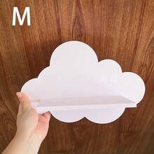 Estante de pared con forma de nube, estantería de madera para exhibir muñecas, estante decorativo de pared montado para la guardería y la habitación de los niños - Blanco - Ver 12