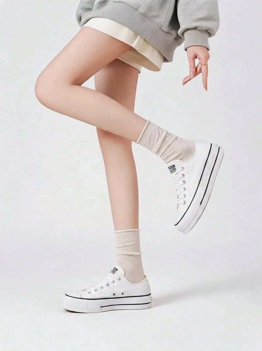 Converse NỀN TẢNG VẢI CHUCK TAYLOR ALL STAR - Trắng/Đen/Trắng - Xem 1