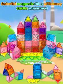 Glowing Window Magnetic Building Blocks Set, 3+ Years Old Children Light And Shadow Construction Toy, Transparent Glowing Blocks Can Create Various Structures - Multicolor - View 2