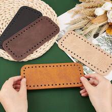4pcs PU Leather Crochet Bag Bottoms, 7 X 3 Inch Rectangular Bag Base Cushion Shaper Crochet Bag Bottom Shaper With Holes Suitable For DIY Crochet Bag Shoulder Bag Wallet Making, Earth Tone, DIY Wallet Making - Multicolor - View 6