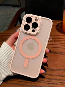 Magnetic Wireless Charging Protective Case, Frosted Translucent Shell, Shockproof Protective Case, Compatible With Apple 16 Pro Max/15/14/13/12/11 - Rosa - Ver 7