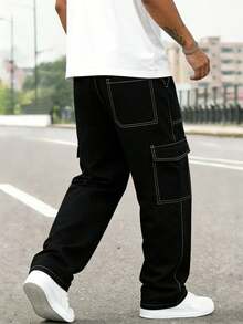 Men's Sports Casual Long Pants Spring Autumn Fashion Outdoor Thin Multi-Pocket Long Pants - Black - View 3