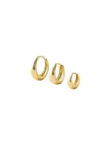 3件組小金色耳環 精緻軟骨耳環 低過敏性 適合多孔耳穿孔 - 3 Pcs for One Ear - 查看 2