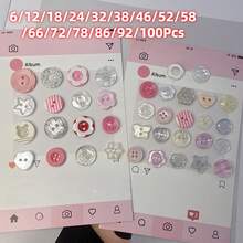 6/12/18/24/32/38/46/52/58/66/72/78/86/92/100Pcs Random Style Pink Buttons, Multiple Styles Randomly Distributed, DIY Handmade Buttons Suitable For Cardigans, Sweaters - Multi-Functional Versatile Decorative Buttons, Pink Series Loved By Women, Clothing Embellishment Decorative Buttons - Random Styles - View 12
