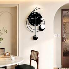 1pc Metal Living Room Decorative Wall Clock, Silent Quartz Wall Clock Black Metal Large Clock Suitable For Dining Room, Kitchen, Home, Bathroom, Bedroom, 11.8 X 20 Inches (Approx. 30 X 51 Cm) - Wall Clock - View 5