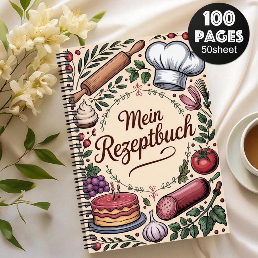 1pc German Recipe Book - Cooking Diary, German Baking And Cooking Recipe Notebook, Family Recipe Organizer With Pages, Gift For Women And Men - G - View 1