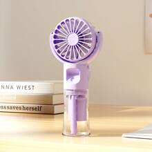 1pc Portable Handheld Mist Fan, Quiet USB Rechargeable Spray Fan, 4 Speed Modes, 800mAh, Suitable For Home, Office, Travel Mini Desktop Fan - Multicolor - View 19