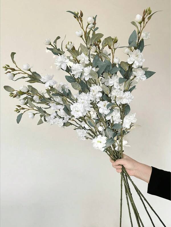1/2/3pcs Bouquet de camélia artificiel flexible et résistant à la décoloration de 35,43 pouces, convient pour la Saint-Valentin, l'anniversaire, la décoration de chambre et de jardin extérieur, fleurs artificielles d'extérieur, décoration de chambre à coucher, décoration de maison, décoration de mariage, fausses fleurs, plante artificielle pour l'extérieur