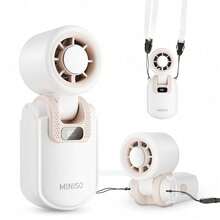 MINISO Handheld Fan with Cold Compress, 2400mAh Portable Mini Fan, Foldable Personal Fan with 5 Speeds & Intelligent Digital Display, USB Rechargeable Small Pocket Fan for Travel, Makeup, Office, Outdoor,Beach - Lanyard - 1 Piece [fan Not Included] - 查看 5