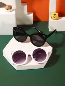 2pcs/Set Kids 6-9 Years Old Casual Cute Cat Ear Fashion Glasses, Solid Color Polycarbonate Frame, Tinted Lenses, Lightweight, Suitable For Outdoor Activities, With Glasses Case - Multicolor - View 8