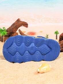 Cute Cartoon Dinosaur Letter Pattern Hollow Out Clogs - Navy Blue - View 7