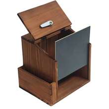 Rustic Wooden Suggestion Box Tip Jar Donation Wall Mounted Box W/Slot Lock Chalkboard - A - View 7