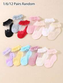 Meias de dança para bebês meninas, com detalhes em renda de seda e vidro (12/6/1 pares), ideais para o verão, festas e como presente. Tamanho único, serve para bebês de 0 a 36 meses. Meias de princesa. Ótima opção para presente de Dia dos Namorados. - Multicolorido - Ver 1