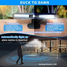 2 buah Lampu Sensor Surya Tahan Air untuk Luar Ruangan, 36 Bohlam LED, Suhu Warna 6000K, Lampu Keamanan Surya Portabel untuk Pagar, Garasi, Berkemah, dan Lainnya - Hitam - View 7