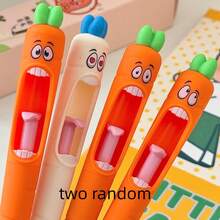 [Back To School]1pc/2pcs/4pcs/8pcs/12pcs Carrot Shaped Gel Pens, Fun Carrot Shaped Retractable Ballpoint Pens With Pop-Out Tongue Design, Writing Stationery - Ordinary Things - Radish Pen - View 7