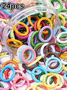 12/18/24 pièces Boucles de ressort rondes, Porte-clés DIY, Boucle de chaîne en forme de O, Matériau en alliage de zinc premium, Accessoires d'artisanat en métal durable à dégagement rapide, Convient pour les breloques de sac, les boucles d'escalade en extérieur, les porte-clés, les portefeuilles et les fermoirs multifonctionnels, Facile à ouvrir et à fermer, et anti-perte, Surface lisse - Multicolore - Voir 29