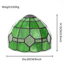 1個綠色方形彩色玻璃燈罩，頂部直徑1cm，底部直徑20cm，適用於桌燈、吊燈、壁燈、吸頂燈更換 - 款式 23 - 查看 7