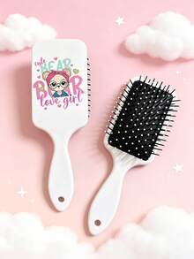1 pieza Serie de Oso Grande Peine con Cojín de Aire Estampado Completo, Peine de Masaje de Color Vibrante, Adecuado para Peinado, Cabello Rizado, Cabello Liso, Todos los Estilos de Cabello, Salón de Barbería, Producto Esencial de Cuidado del Cabello para Viajes de Belleza, Peine con Cojín de Aire Portátil para el Campus - Multicolor - Ver 10