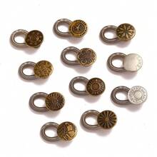 1pc/6pcs/12pcs [Random Style & Color] Denim Jeans Waist Extender Button, No Sewing Required, Spring-Loaded Elastic Waistband Expander Buckle - A - View 7